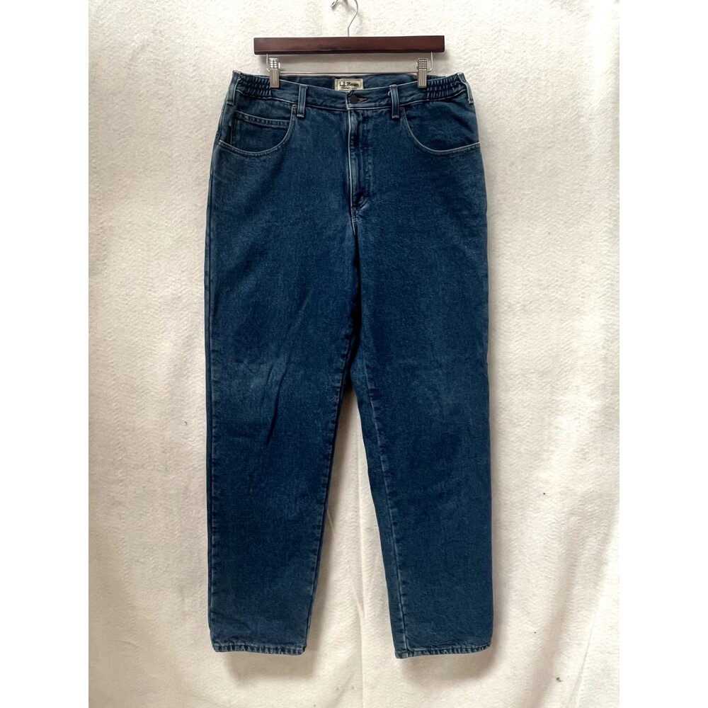 Vintage L.L. Bean Flannel Lined Comfort Waist Blue Denim Jeans - Mens 36x32